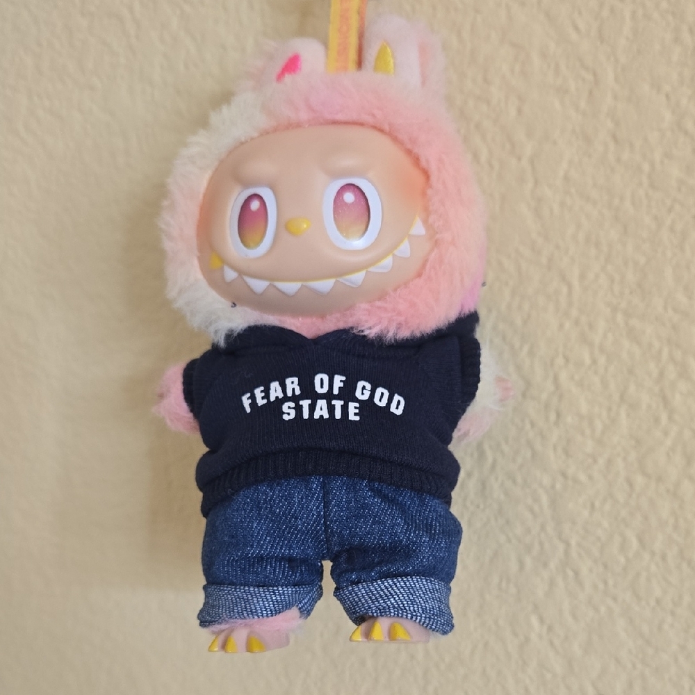 Labubu Clothes - Blue Hoodie With Denim Shorts *Labubu Not Included*
